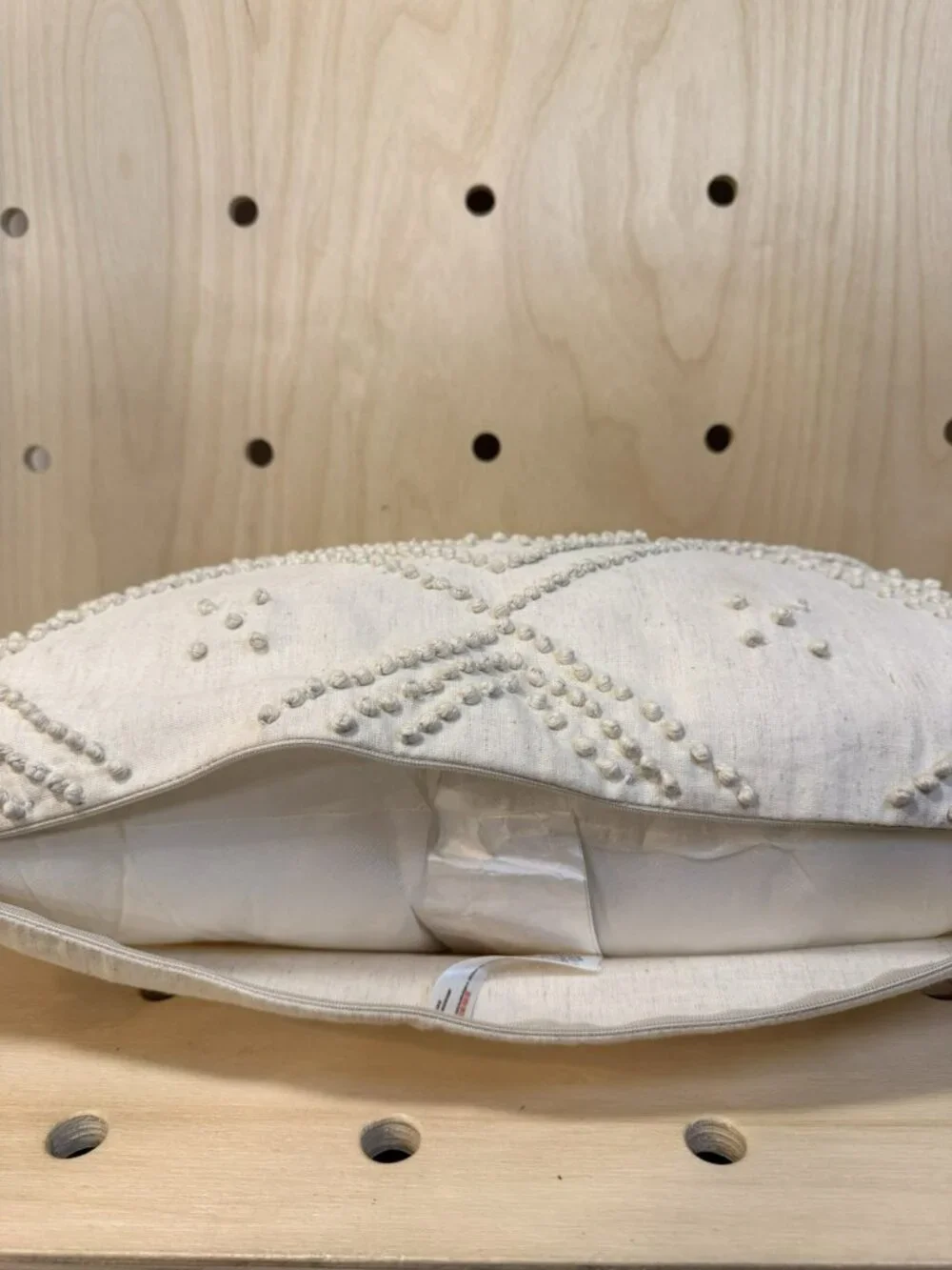 NWT Urban Outfitters UO Tufted Diamond Lumbar Pillow Ivory Fringe Boho Textured